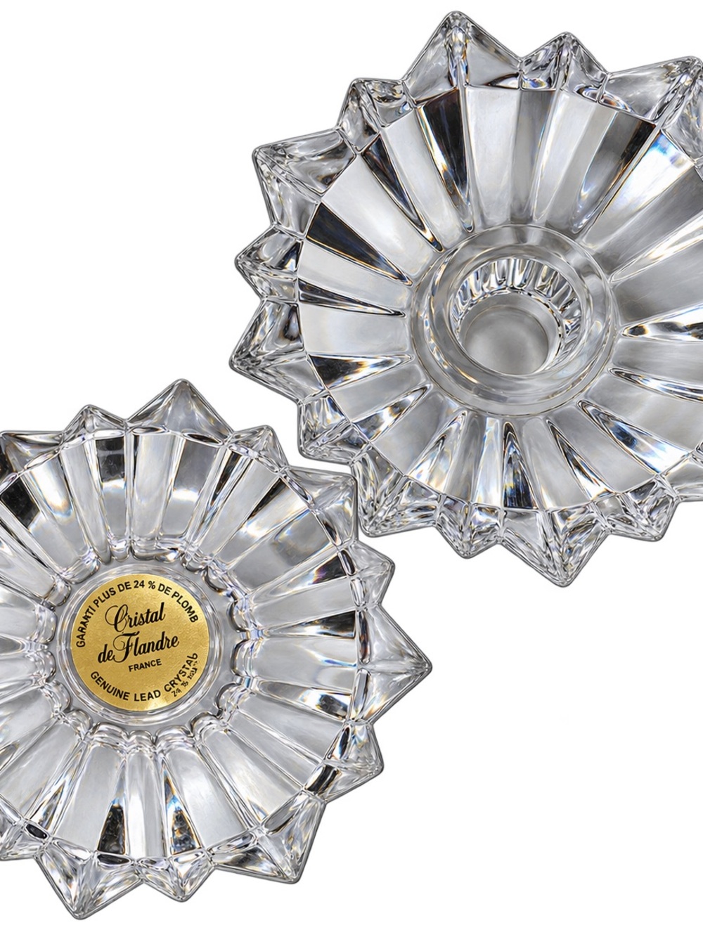Cristal de Flandre Starburst Crystal Candle Holders - Clear